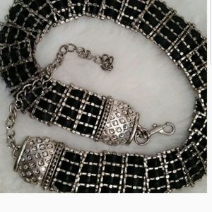 Vintage LEATHEROCK Belt w/ Swarovski Crystals